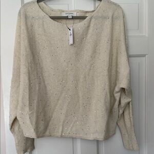 NWT Banana Republic Cream Sequin Crewneck Sweater